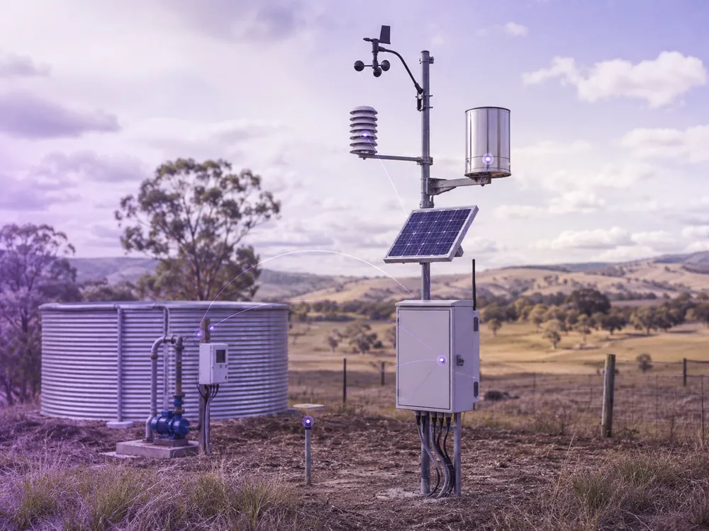 Sentor environmental monitoring solution with solar-powered telemetry, weather sensors and remote field equipment