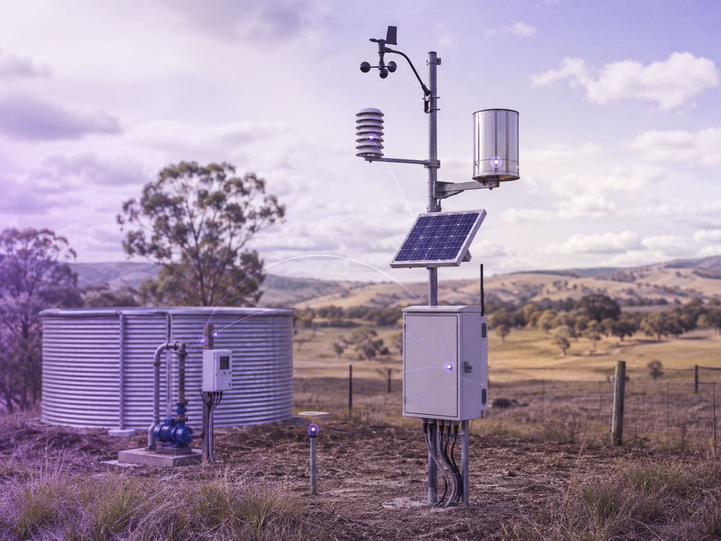 Sentor environmental monitoring solution with solar-powered telemetry, weather sensors and remote field equipment