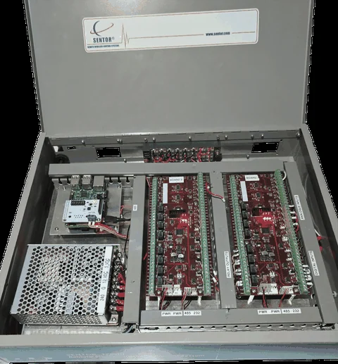 An installed Sentor wall-mount controller, still in service