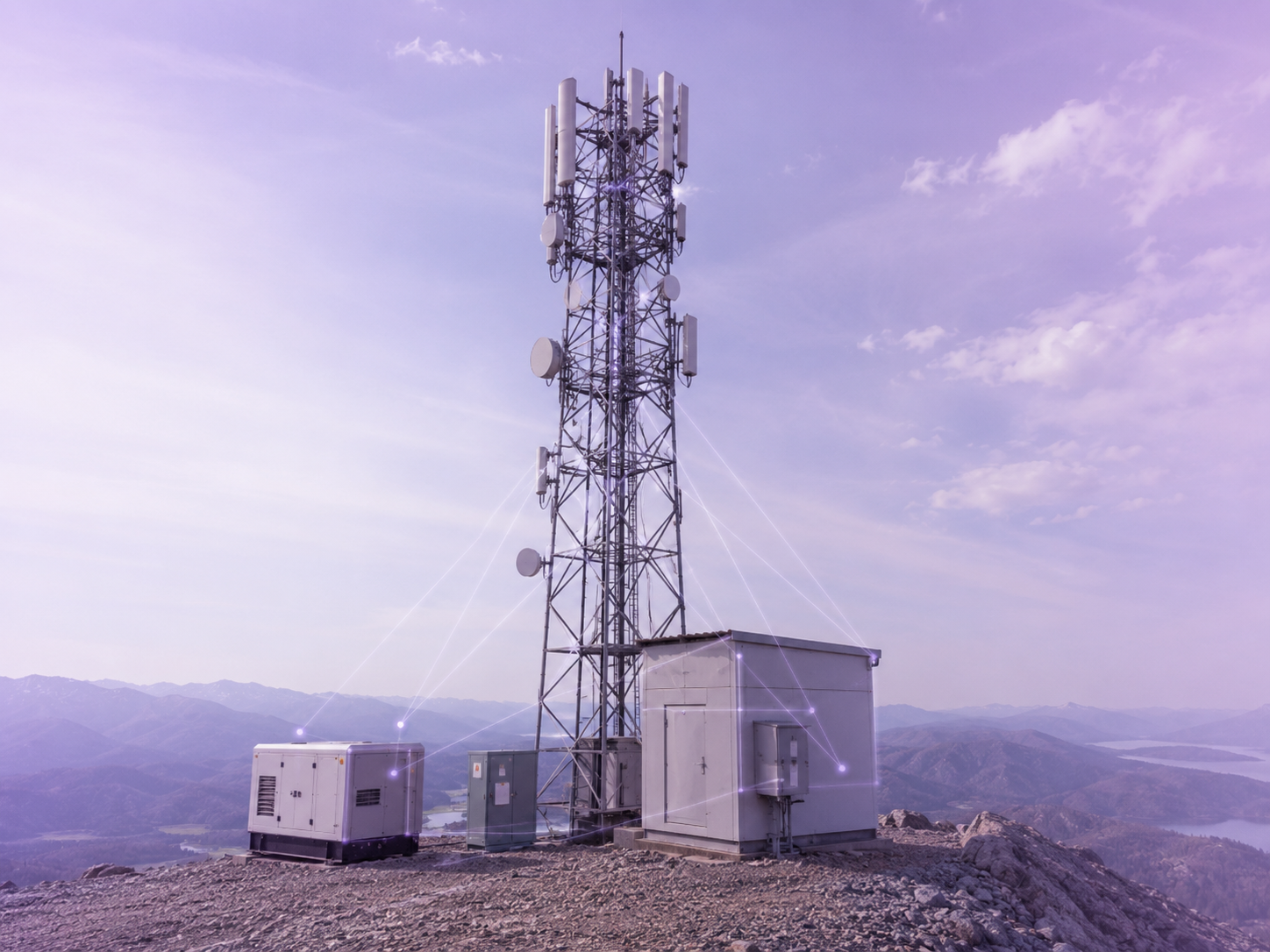 Sentor remote monitoring solution for a telecommunications tower site with equipment shelter and power systems